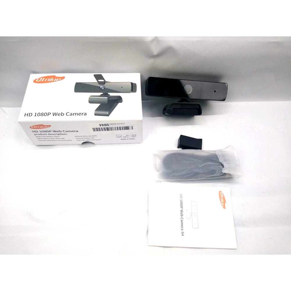 Qtniue 1080p HD Desktop Laptop Webcam Microphone Privacy Cover S4 Open Box